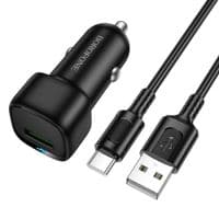 Автомобільний зарядний пристрій BOROFONE BZ34 Cloud single port QC3.0 car charger set(Type-C) Black