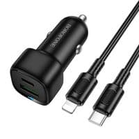 Автомобільний зарядний пристрій BOROFONE BZ34B Cloud PD38W(1C1A) car charger set(C to iP) Black