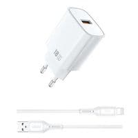Мережевий зарядний пристрій WIWU 18W Essen GaN Fast Charger + Cable Combo Wi-G006 A-L EU White