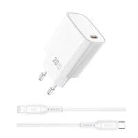 Зарядний пристрій WIWU 20W Essen GaN Fast Charger+ Cable Combo Wi-G007 C-L EU White