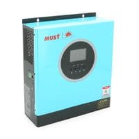Гибридный инвертор MUST PV18-3524ECO, 3500W, 24V, струм заряду 60A, 160-275V, MPPT (100А, 60-360 Vdc), 367,4 x254, 5x103 мм. Вес: 5.5 кг.
