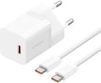 Сетевая зарядка BASEUS GaN5 Mini Fast Charger Type-C 30W + Cable Type-C to Type-C 100W (1m) white
