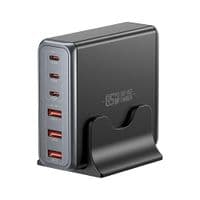Зарядное устройство для Essager 3xUSB-C + 3xUSB-A 85W GaN black (EZC85W-SXB0G-Z)