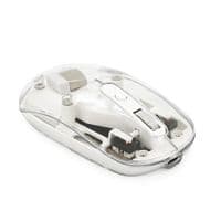 Миша бездротова JEDEL WD131P-BG, 800/1200/1600DPI, 2.4 GHz+Bluetooth 5.0, 3.7V 300mAh, Type-C заряджання. 109x60x32 мм. Transparent-White. Box