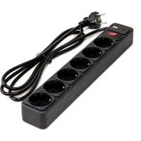 Фільтр мережевий GTL EU06K, 6 розеток, 3 м, Black, 2xUSB (2.1A), 10А, до 2.3 кВт, вимикач, заземлення, 3x0.75 мм² (GTL-XH-EU06K-3B)
