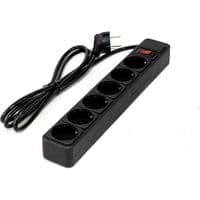 Фільтр мережевий GTL ED06K, 6 розеток, 5 м, Black, 10А, до 2.3 кВт, вимикач, заземлення, 3x0.75 мм² (GTL-XH-ED06K-5B)