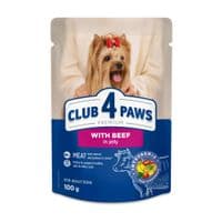 Влажный корм для собак Club 4 Paws Premium Кусочки с говядиной в желе 100 г (4820269144583)