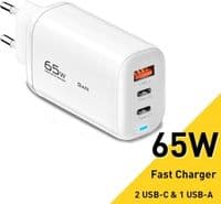 Зарядний пристрій Essager ECT2CA-MYB02 65W GaN Travelling Charger 2 Type-c+USB-A White