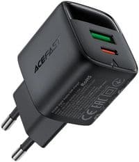 Зарядний пристрій Acefast A116 PD35W GaN charger (USB-A+USB-C) with digital display (EU) Black
