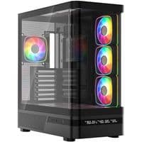Корпус Modecom VOLCANO AQ200 ARGB MIDI с передним ЖК-дисплеем, 4 вентилятора 120 мм, черный, без материнской платы, ATX.
