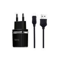 Набор СЗУ HOCO C12 Smart + кабель Micro, 2xUSB, 2.4A, кабель 1м, Black, Blister