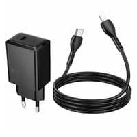 Набор СЗУ HOCO N70 + Type-C / Lighting кабель, 1xUSB+1xUSB-C, PD30W+QC3.0, кабель 1м, Black, Box