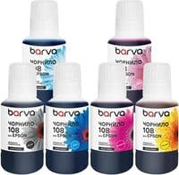 Комплект чорнил Barva Epson 108, Black / Cyan / Magenta / Yellow / Light Cyan / Light Magenta, 6x140 мл, водорозчинні, флакон OneKey (E108-140-MP)