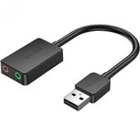 Звукова карта USB AUX jack, 2*TRRS (Mic + Ear) 1м Vention чорна