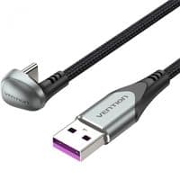 Кабель USB 2.0 AM-Type-C M, 1,5 м 66 Вт, алюминиевый сплав, U-образная выемка 180°