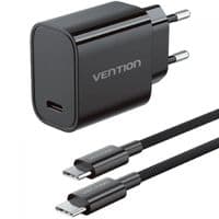 Зарядное устройство 1xUSB-C 30W + USB-C cable М-М Black Vention