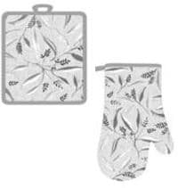 Набор прихваток для кухни ARDESTO Grey leaves 18х20см, 18х30см, 100% полиэстер (верх), 100% хлопок (низ), серый