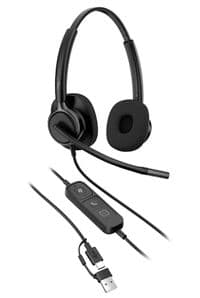 Гарнитура компьютерная стерео On-ear HP Poly Mission 425, USB-A, USB-C, Uni-mic, AI noise cancelling, Сертификаты Teams, Zoom, Google Meet, черный