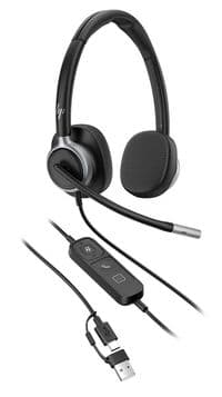Гарнитура компьютерная стерео On-ear HP Poly Mission 625, USB-A, USB-C, 2 x Uni-mic, AI noise reduction, Teams, Zoom, Google Meet, черный