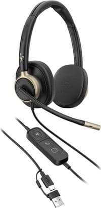 Гарнитура компьютерная стерео On-ear HP Poly Mission 825, USB-A, USB-C, 4 x Uni-mic, ANC, Beamforming, AI noise cancelling, Teams, Zoom, Google Meet, черный