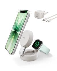 Зарядний пристрій бездротовий Belkin UltraCharge Pro 2в1 Convertible Magnetic Charging Dock 25Вт, Sand