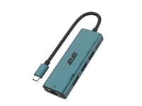 Хаб 2E USB-С > 2xUSB-A/USB-C PD/HDMI/Ethernet, 0.15 м, сосново-зеленый