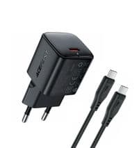 Мережевий зарядний пристрій ACEFAST A117 PD20W mini GaN fast charger set(P16),black Black