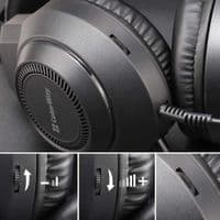 Наушники ColorWay BlazeCore RGB, Black, 2x3.5 мм, микрофон, динамики 50 мм, RGB подсветка (USB), 115 дБ, 2 м (CW-HPG03BK)