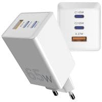 Зарядное устройство для Sigma 2xUSB-C PD65W + 1xUSB QC3.0 GaN X-power PS65-01 white (4827798637715)