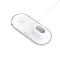Беспроводная зарядка HOCO CW21 3 в 1, под телефон+часы+наушники, магниты, White, Box