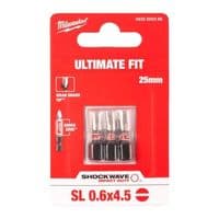 Биты Milwaukee Shockwave, SL0, 6x4, 5х25мм, набор 2шт