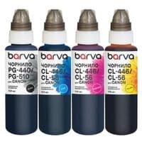 Комплект чернил Barva Canon PG-445/446/545/546, Black/Cyan/Magenta/Yellow, 4x100 мл, пигментные/водорастворимые, флакон OneKey (CPG445-100-2MP)