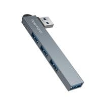 USB-перехідник BOROFONE FH1 4-в-1 (USB на USB 2.0*3+USB 3.0) металево-сірий