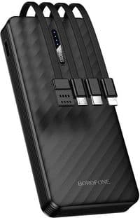 Зовнішній акумулятор BOROFONE BJ84 Smooth power bank with four cables(10000mAh) Black