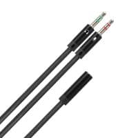 Кабель-перехідник звуковий, 3.5 мм 4-pin (F) - 2x3.5 мм (M), 1 м, Black, ColorWay (CW-AD-J2MJ)