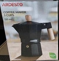 Гейзерная кофеварка Ardesto Midori, 120мл, 3 чашки, алюминий, бамбук
