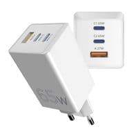 Мережевий зарядний пристрій Sigma mobile X-power 65W GaN, PD, QC (2xUSB-C + 1xUSB-A) White (PS65-01)