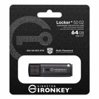 Накопичувач Kingston   64GB USB 3.2 Type-A Gen1 IronKey Locker+ 50 G2