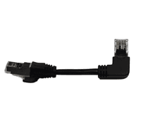 Патч-корд литий FTP, RJ45 (прямий/кутовий), екранований, FTP5e 0.125m, patch D=4.9mm AWG28 1x90, CU, чорний, Q200
