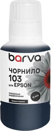 Чернила Barva Epson 103, Black, для L1110/L3100/L3200/L3150/L3250/L3550/L5190/L5590, 140 мл, водорастворимый, флакон OneKey (E103-695e)