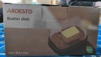 Масленка Ardesto Midori 15х10.8х7.5см, боросиликатное стекло, дерево, прозрачный