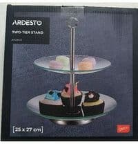 Блюдо 2-х ярусное Ardesto Gemini, 25х25х27см, стекло, нержавеющая сталь, прозрачный