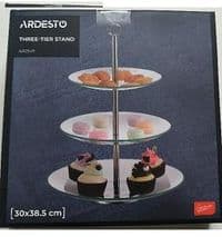 Блюдо 3-х ярусное Ardesto Gemini, 30х30х38.5см, стекло, нержавеющая сталь, прозрачный