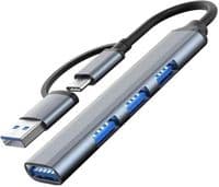 Хаб Dynamode USB Type-C/Type-A to 1х USB3.0, 6x USB 2.0, металл, темно-серый