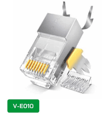 Конектор VEGGIEG V-E010 RJ-45 8P8C, екранований двокомпонентний роз'єм, CAT7 10Gigabit Q25