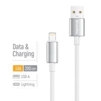Кабель ColorWay USB - Lightning (M/M), zinc alloy braided, 3А, 2 м, White (CW-CBUL099-WT)