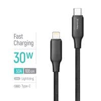 Кабель ColorWay USB Type-C - Lightning (M/M), тиснення TPE, 3А, 1 м, чорний (CW-CBPDCL101-BK)