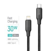 Кабель ColorWay USB Type-C - Lightning (M/M), TPE embossed, 3А, 2 м, Black (CW-CBPDCL102-BK)
