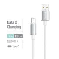 Кабель ColorWay USB - USB Type-C (M/M), zinc alloy braided, 3А, 1 м, White (CW-CBUC098-WT)