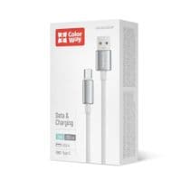Кабель ColorWay USB - USB Type-C (M/M), zinc alloy braided, 3А, 2 м, White (CW-CBUC099-WT)